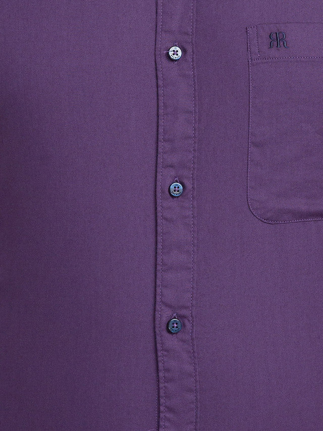 Raymond Purple Solid Slim Fit Cotton Casual Shirt