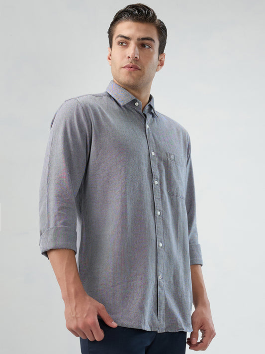 Raymond Men Blue Slim Fit Structure Casual Shirt