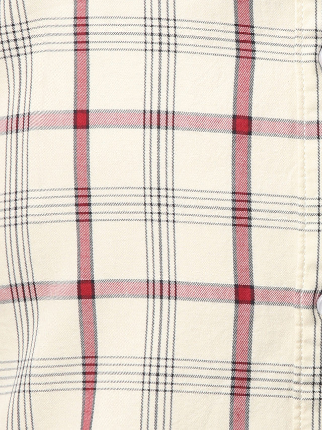 Raymond Beige Checks Slim Fit Cotton Casual Shirt