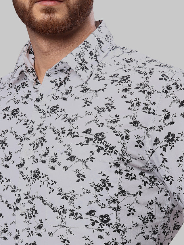 Raymond Men Black Slim Fit Print Casual Shirt