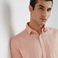 Raymond Men Red Solid Slim Fit Linen Blend Shirts