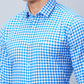 Raymond Men Blue Slim Fit Checks Regular Collar Shirt