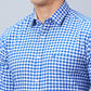 Raymond Men Blue Slim Fit Checks Regular Collar Shirt