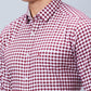 Raymond Men Maroon Slim Fit Checks Regular Collar Shirt