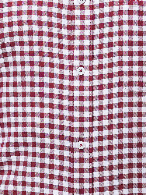 Raymond Men Maroon Slim Fit Checks Regular Collar Shirt