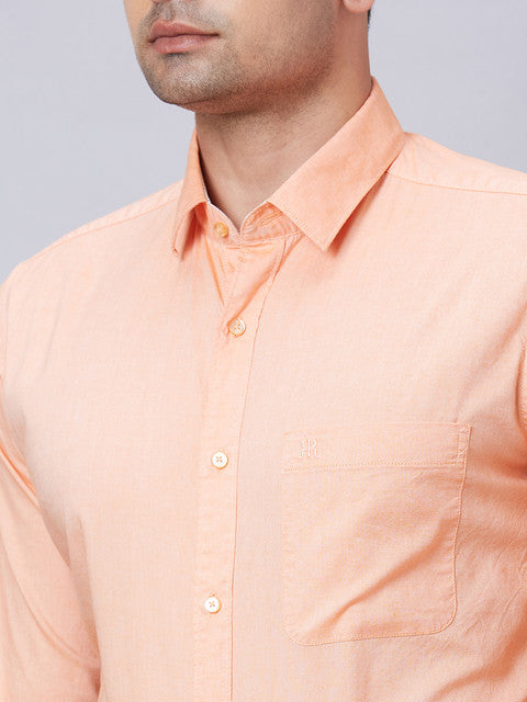 Raymond Men Orange Slim Fit Solid Regular Collar Shirt