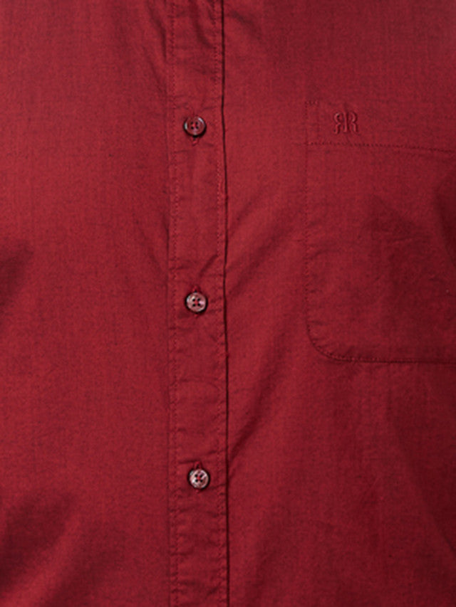 Raymond Red Solid Slim Fit Cotton Casual Shirt