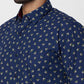 Raymond Blue Printed Slim Fit Cotton Casual Shirt