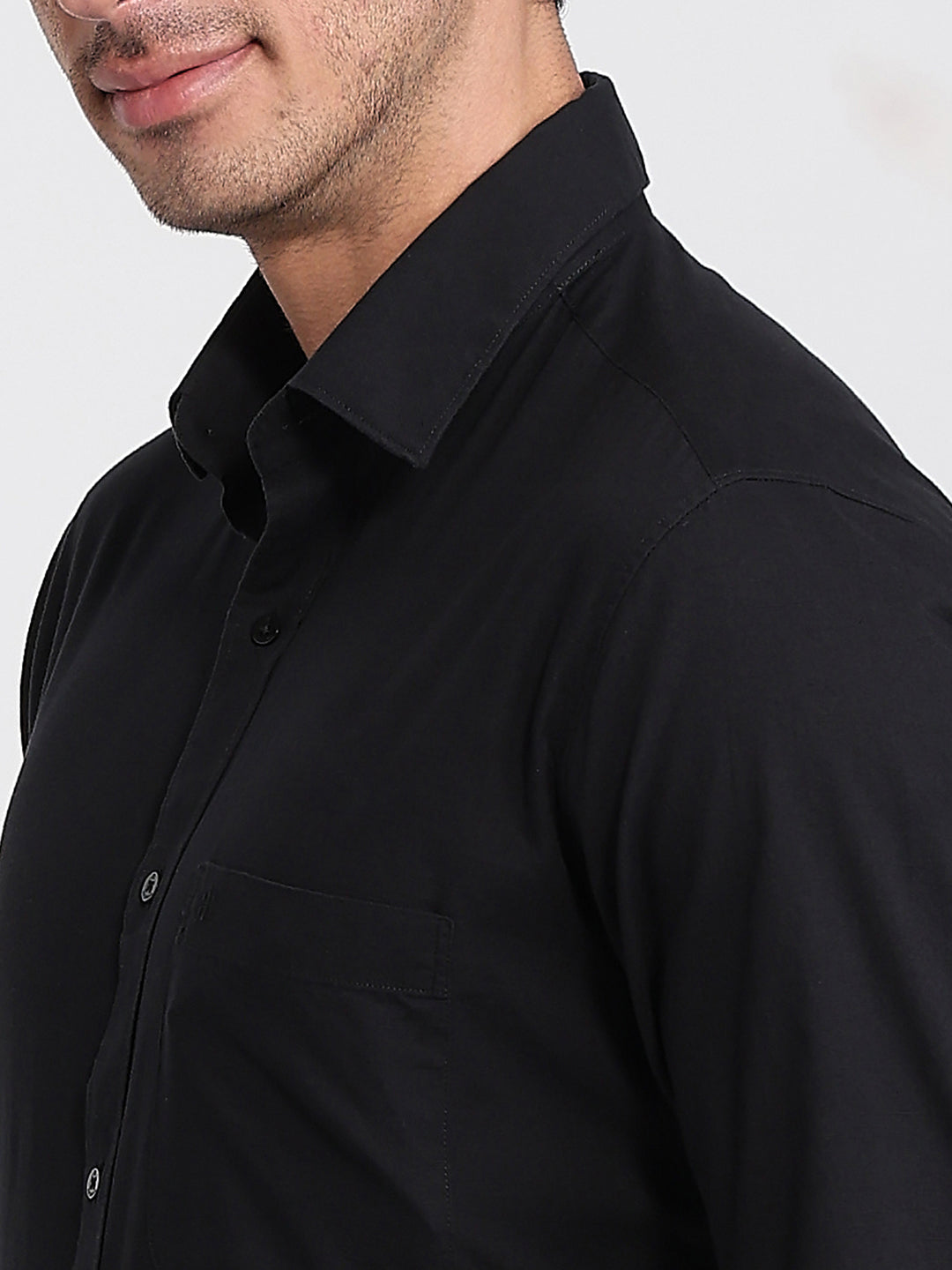 Raymond Men Black Slim Fit Solid Casual Shirt