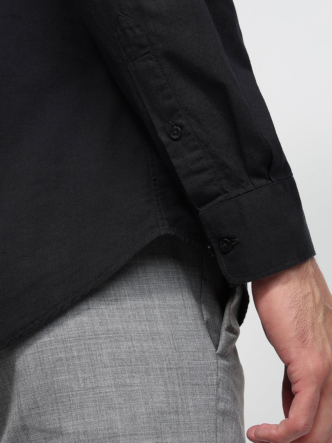 Raymond Men Black Slim Fit Solid Casual Shirt