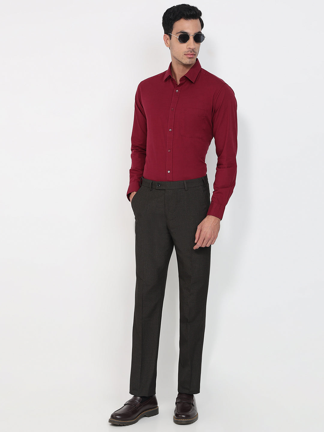 Raymond Maroon Casual Shirt