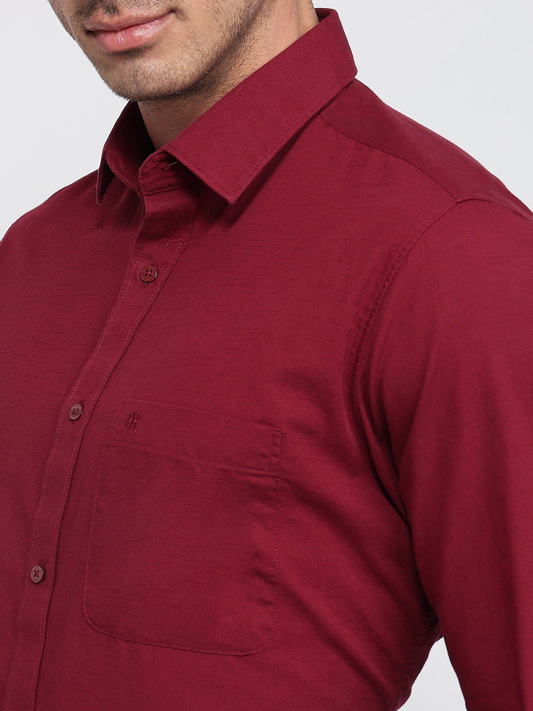 Raymond Men Maroon Slim Fit Solid Casual Shirt