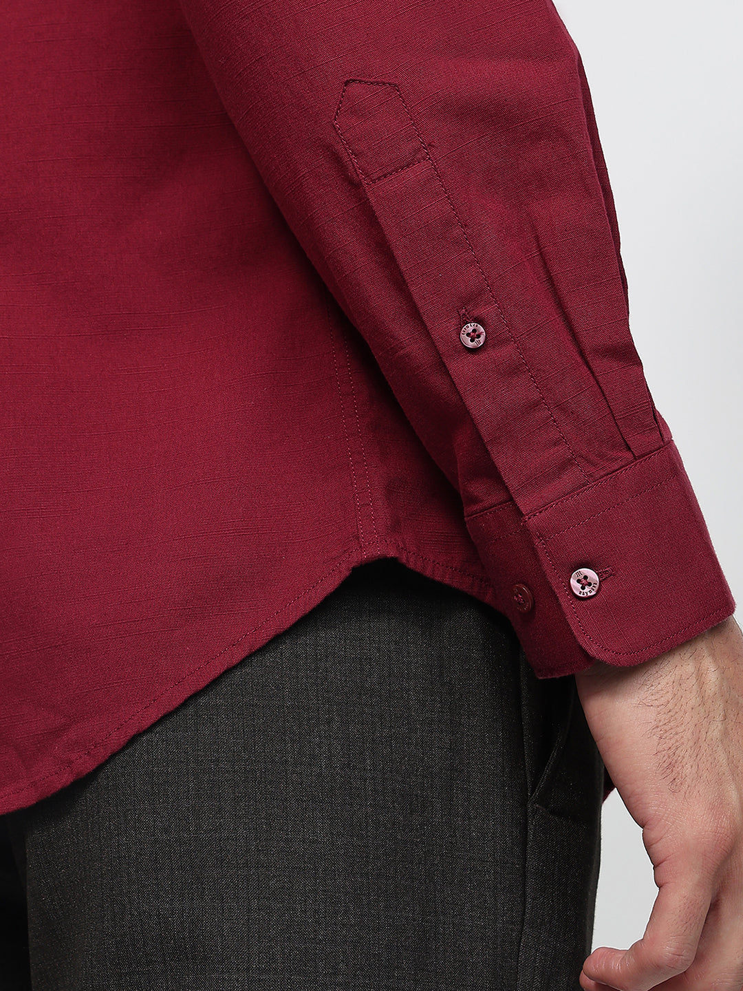 Raymond Men Maroon Slim Fit Solid Casual Shirt