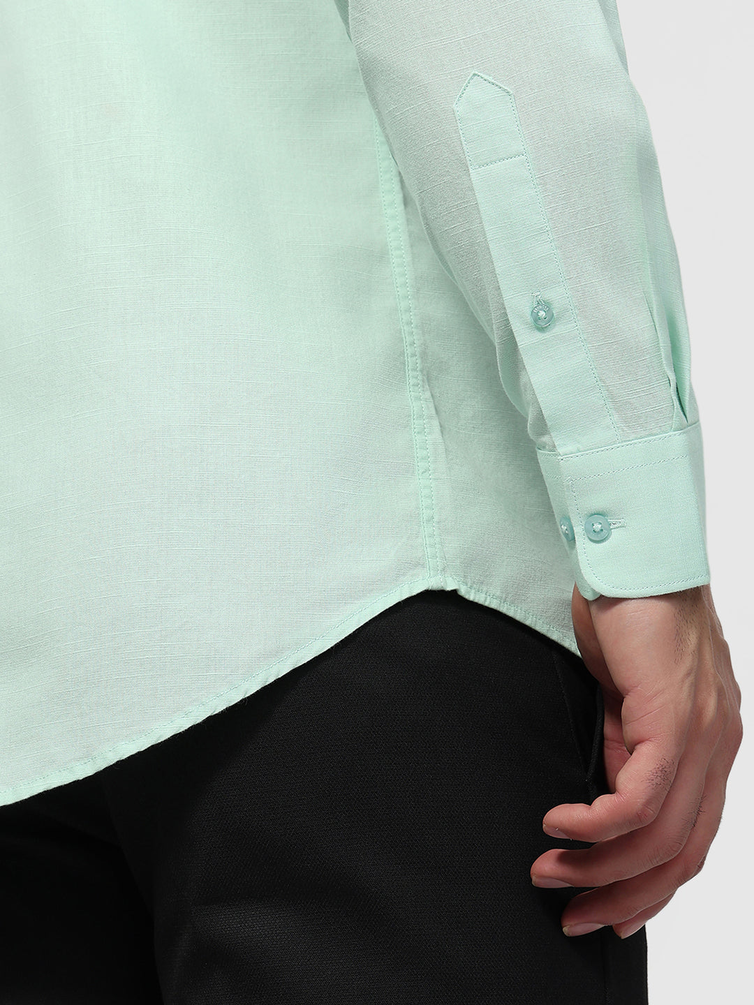 Raymond Men Green Slim Fit Solid Casual Shirt
