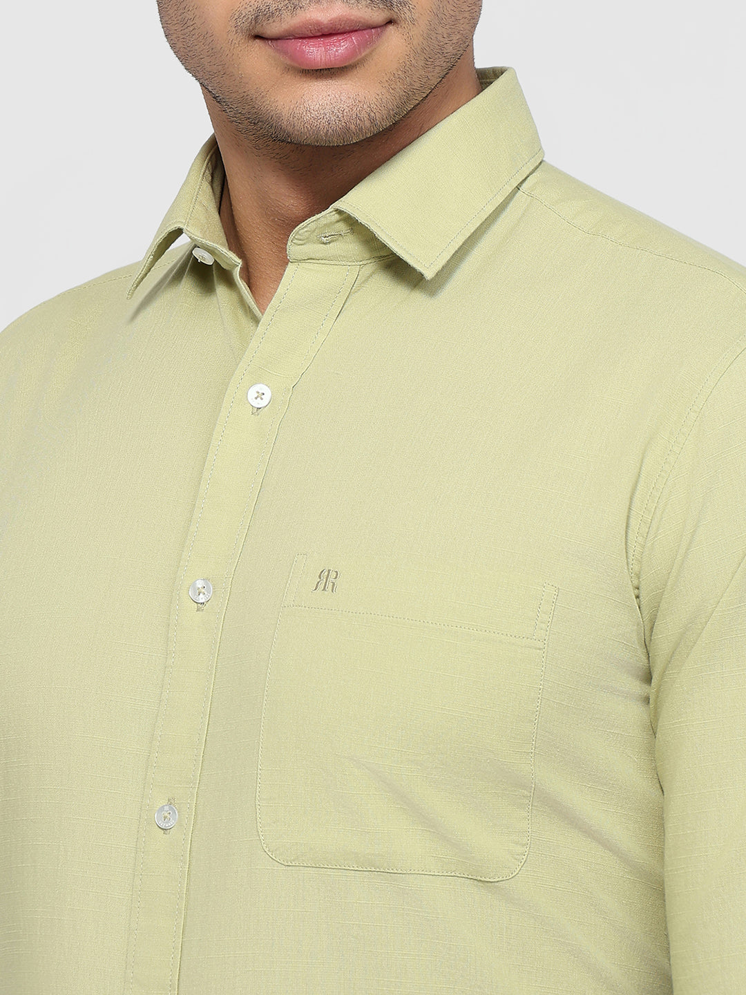 Raymond Men Green Slim Fit Solid Casual Shirt