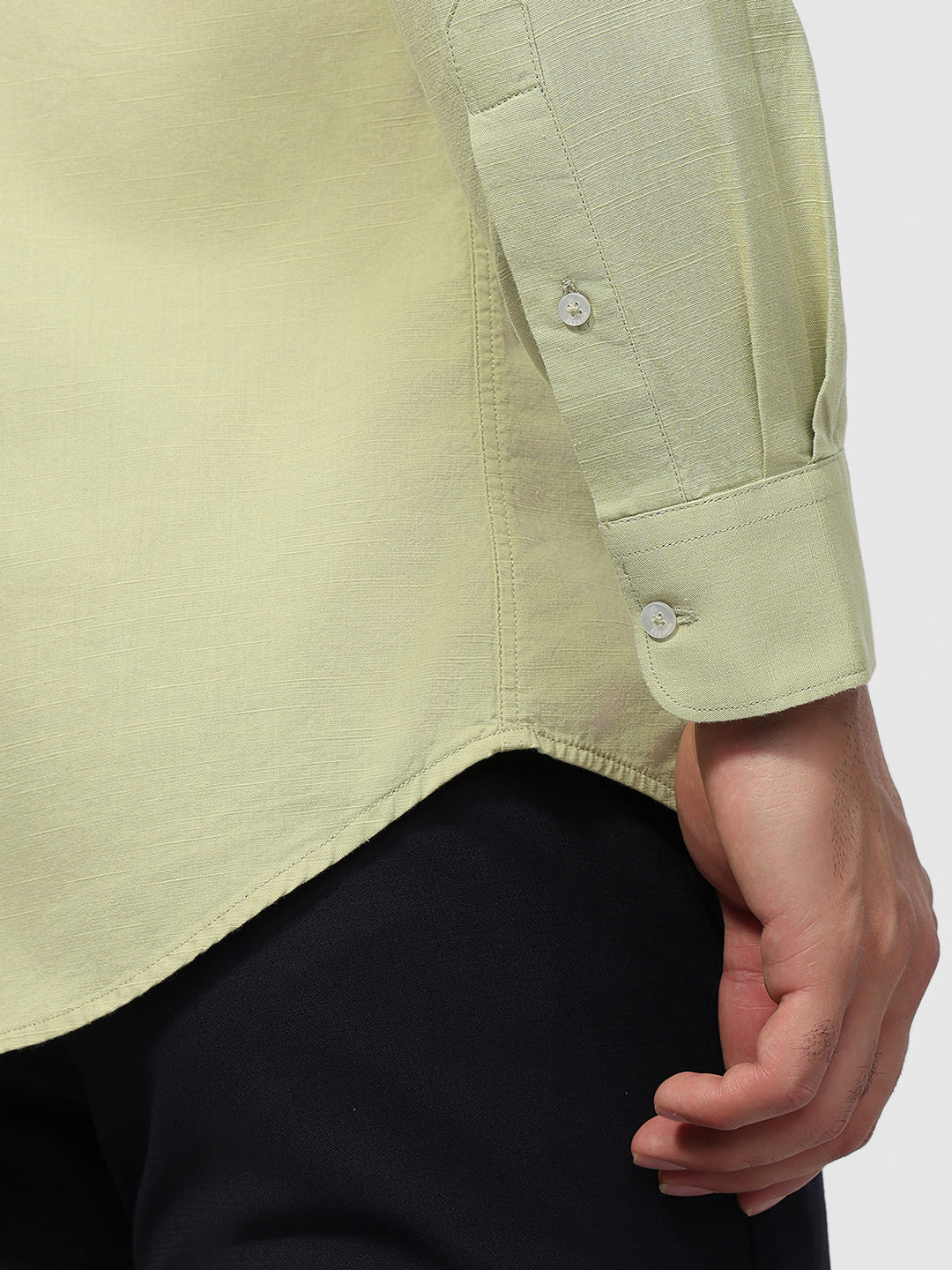 Raymond Men Green Slim Fit Solid Casual Shirt