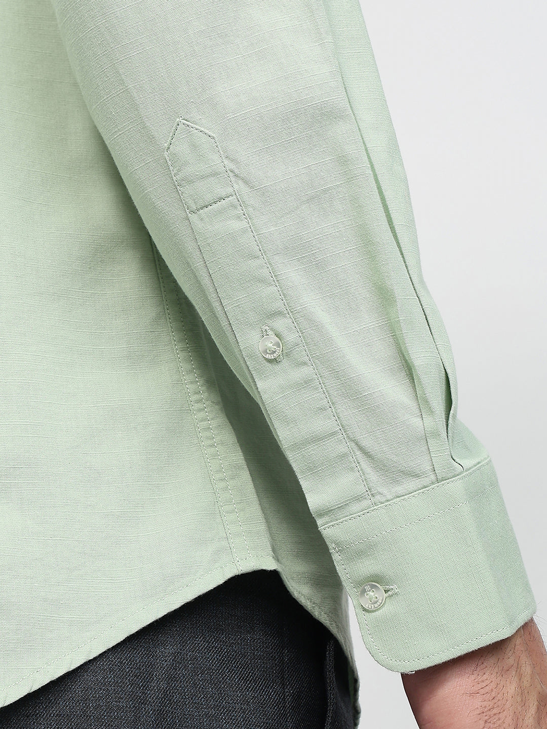 Raymond Men Green Slim Fit Solid Casual Shirt