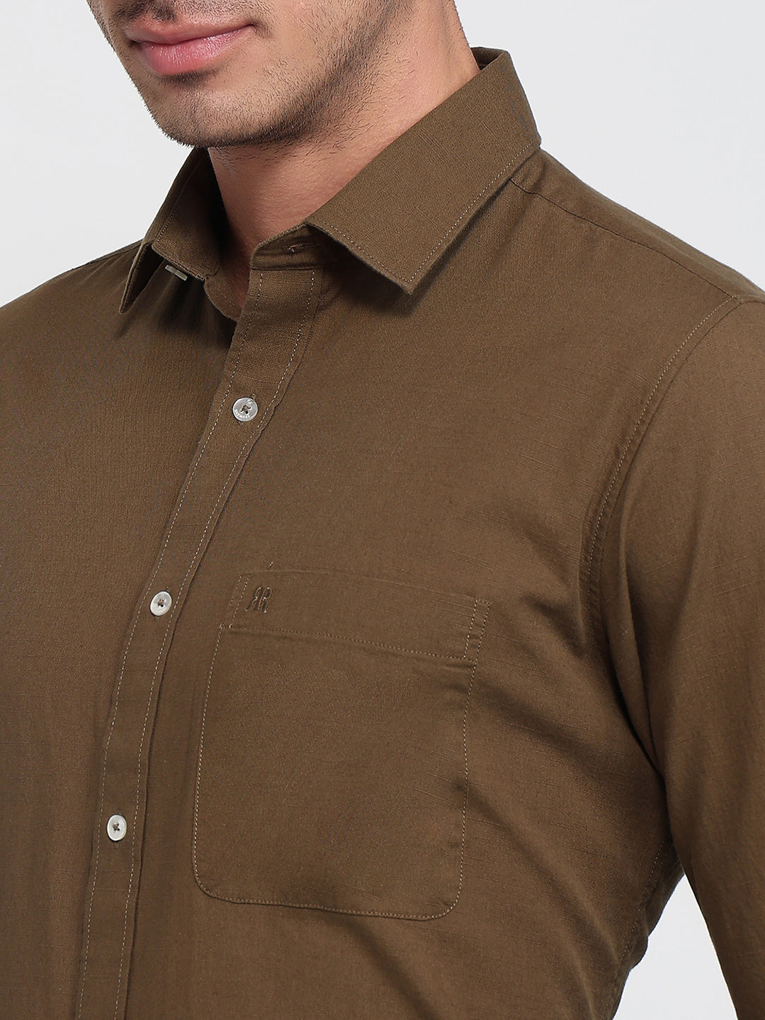 Raymond Men Green Slim Fit Solid Casual Shirt