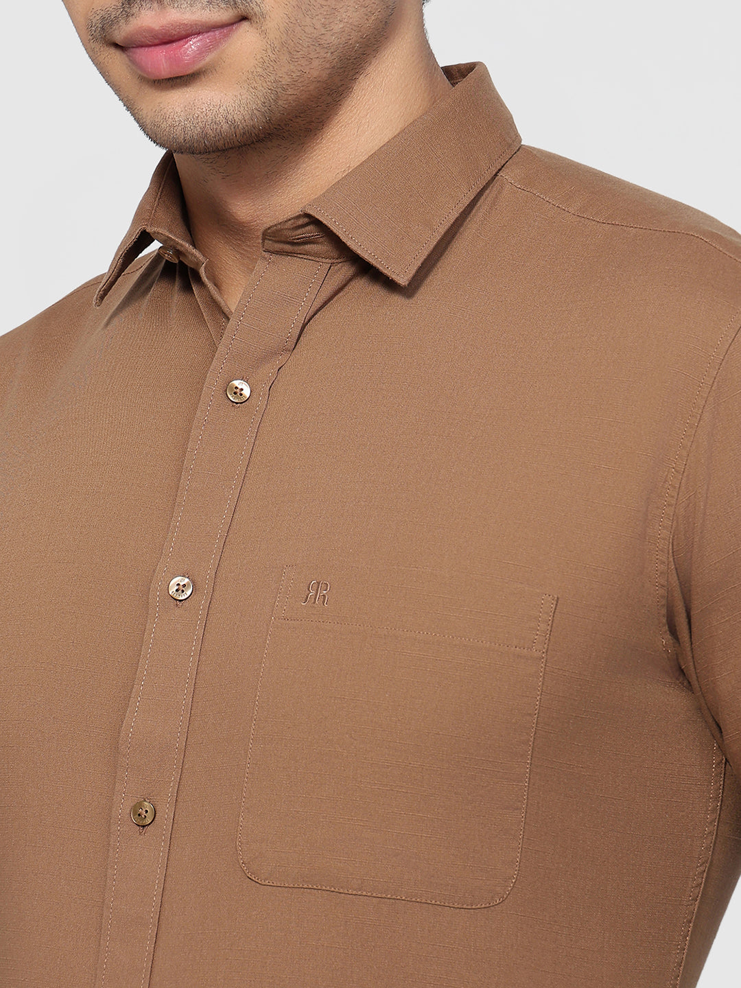 Raymond Men Brown Slim Fit Solid Casual Shirt