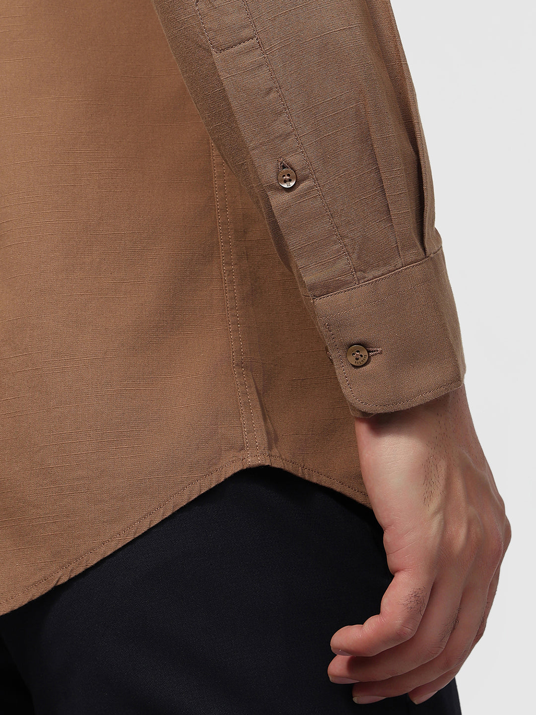 Raymond Men Brown Slim Fit Solid Casual Shirt
