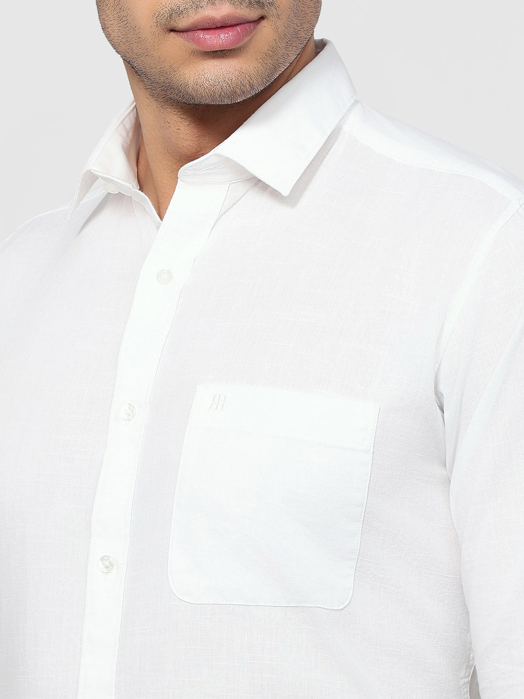 Raymond Men White Slim Fit Solid Casual Shirt