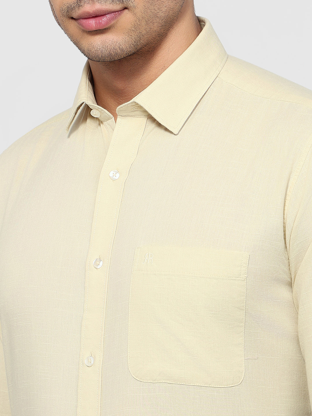 Raymond Men Yellow Slim Fit Solid Casual Shirt