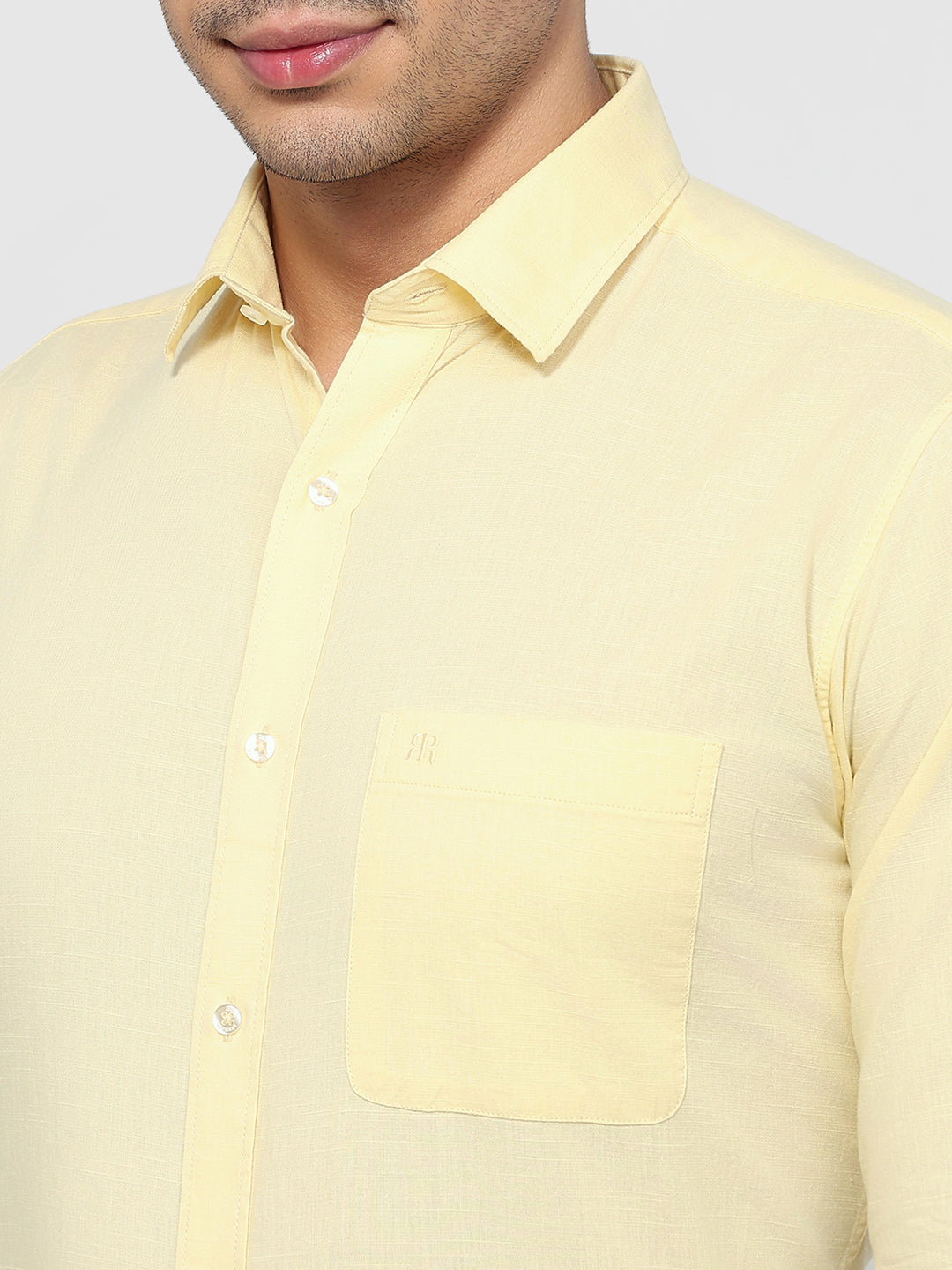 Raymond Men Yellow Slim Fit Solid Casual Shirt
