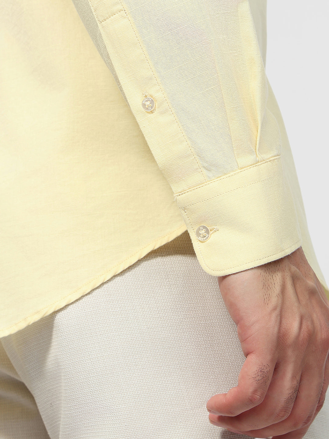 Raymond Men Yellow Slim Fit Solid Casual Shirt