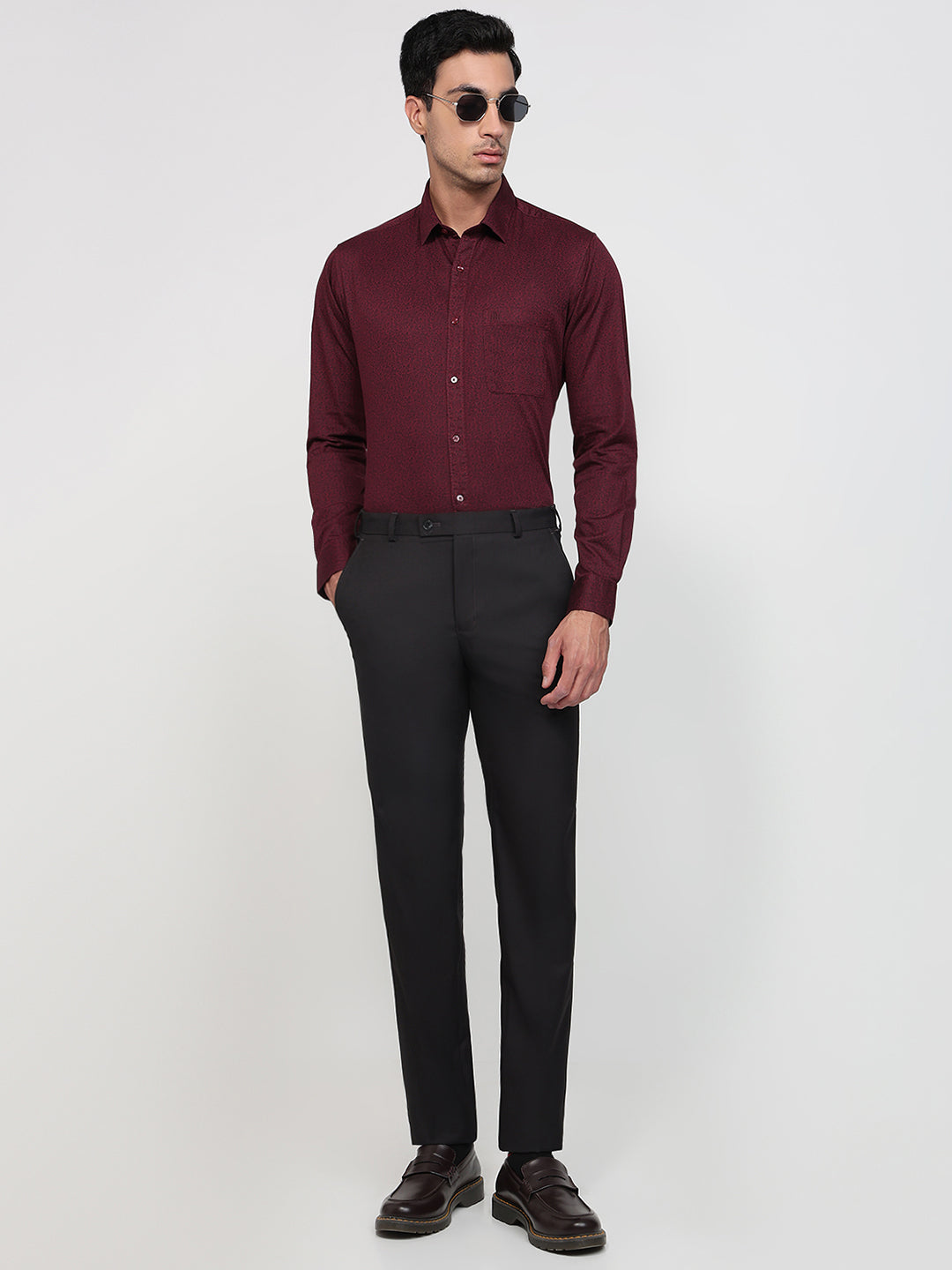Raymond Maroon Casual Shirt