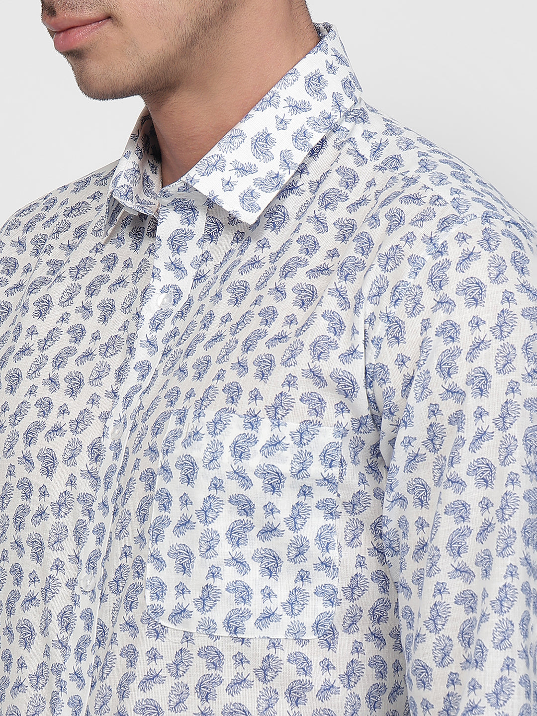 Raymond Men White Slim Fit Print Casual Shirt