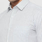 Raymond Men White Slim Fit Stripe Casual Shirt