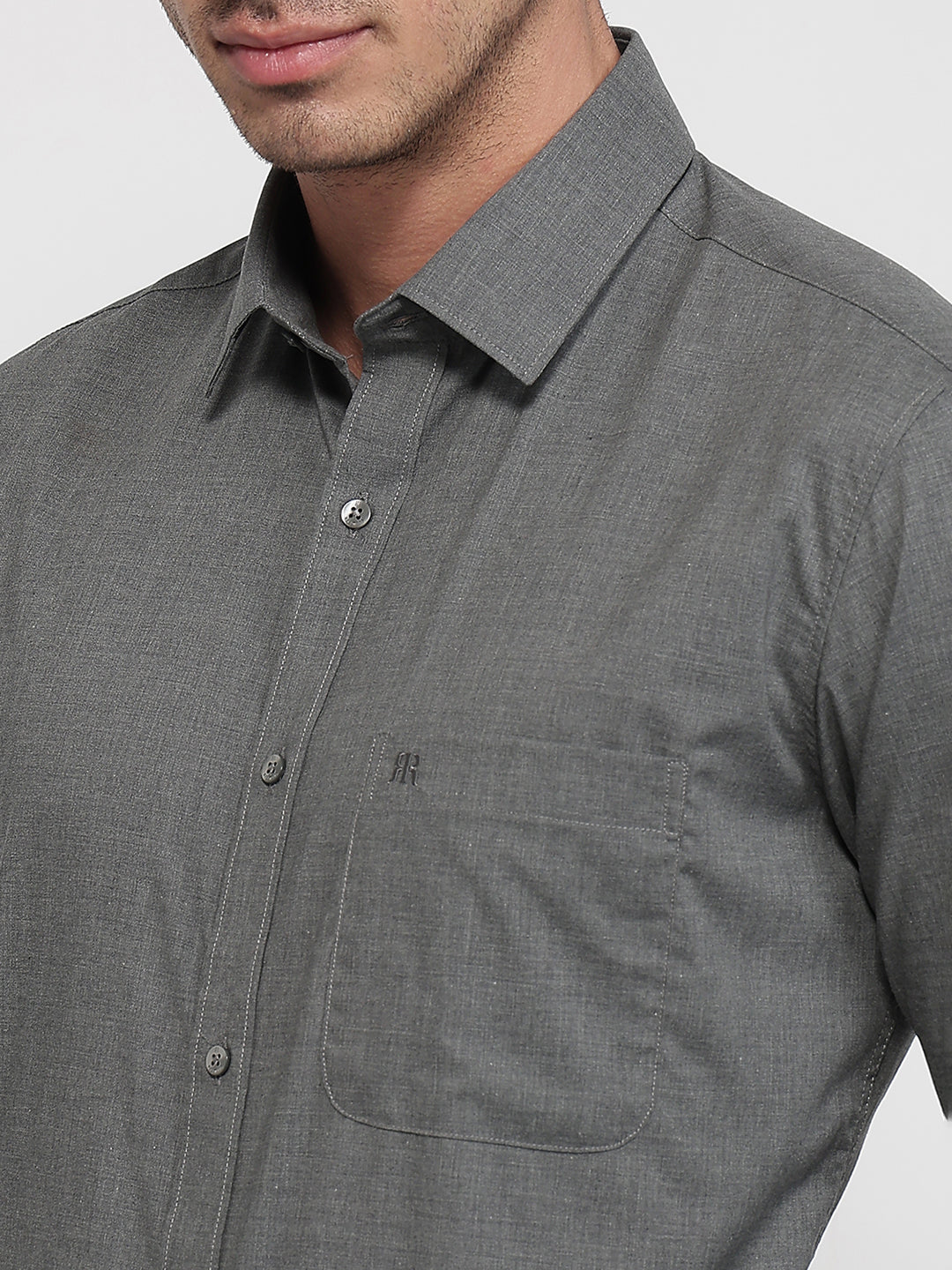 Raymond Men Grey Slim Fit Solid Casual Shirt