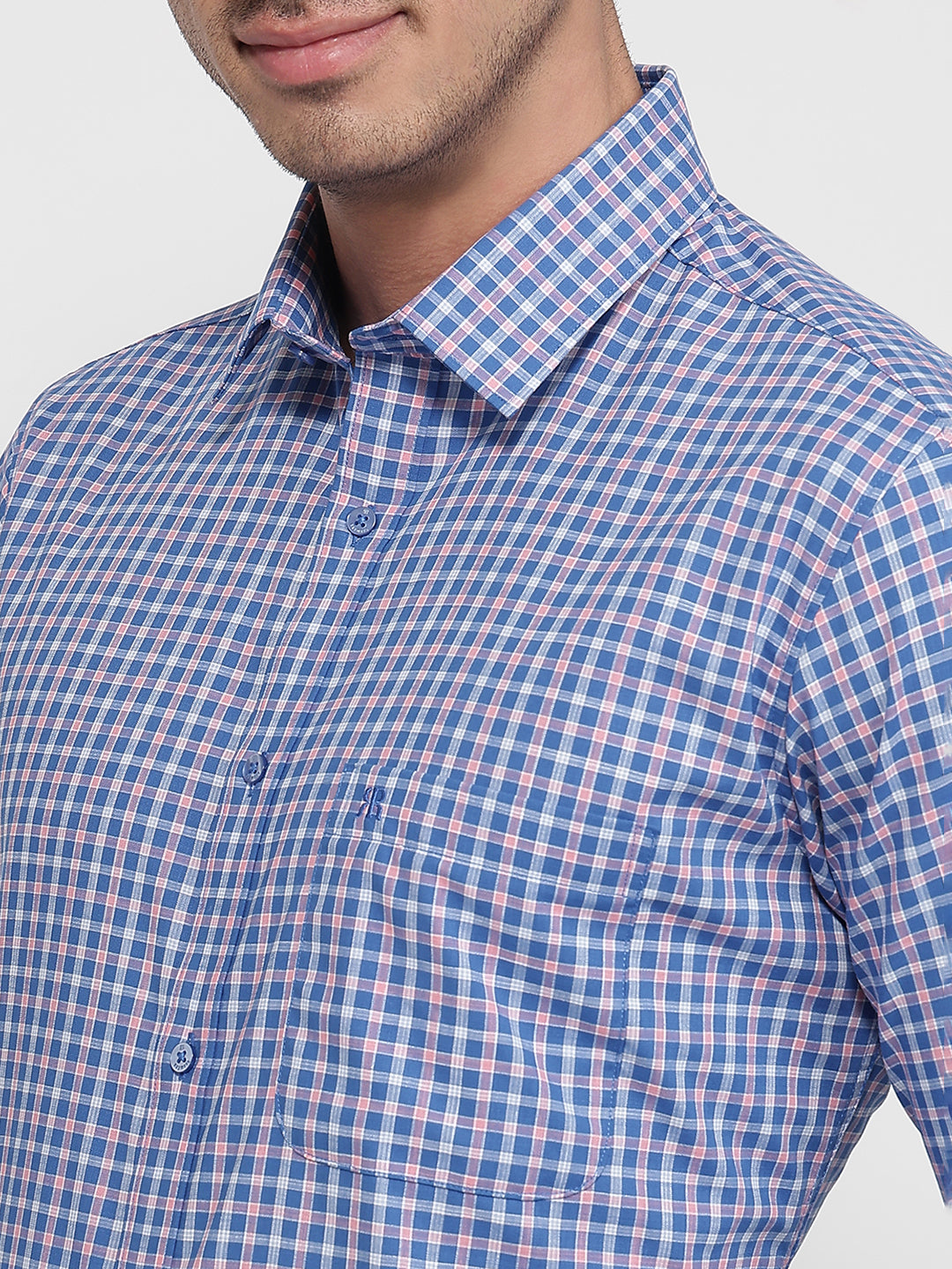 Raymond Men Blue Slim Fit Checks Casual Shirt