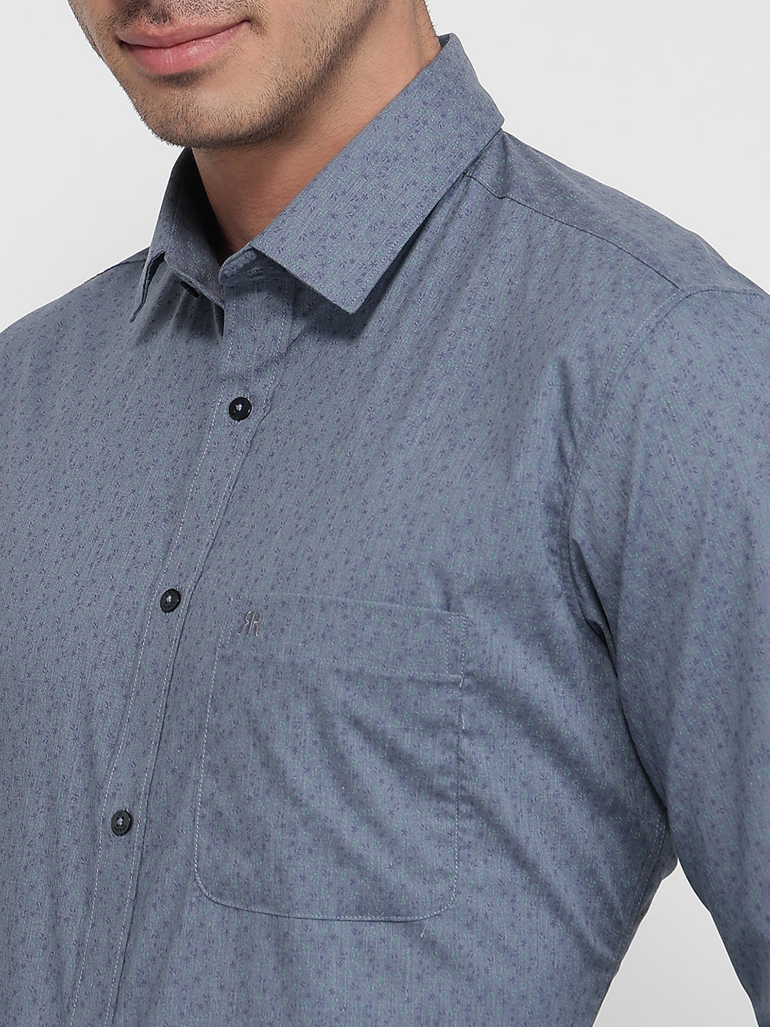 Raymond Men Blue Slim Fit Print Casual Shirt