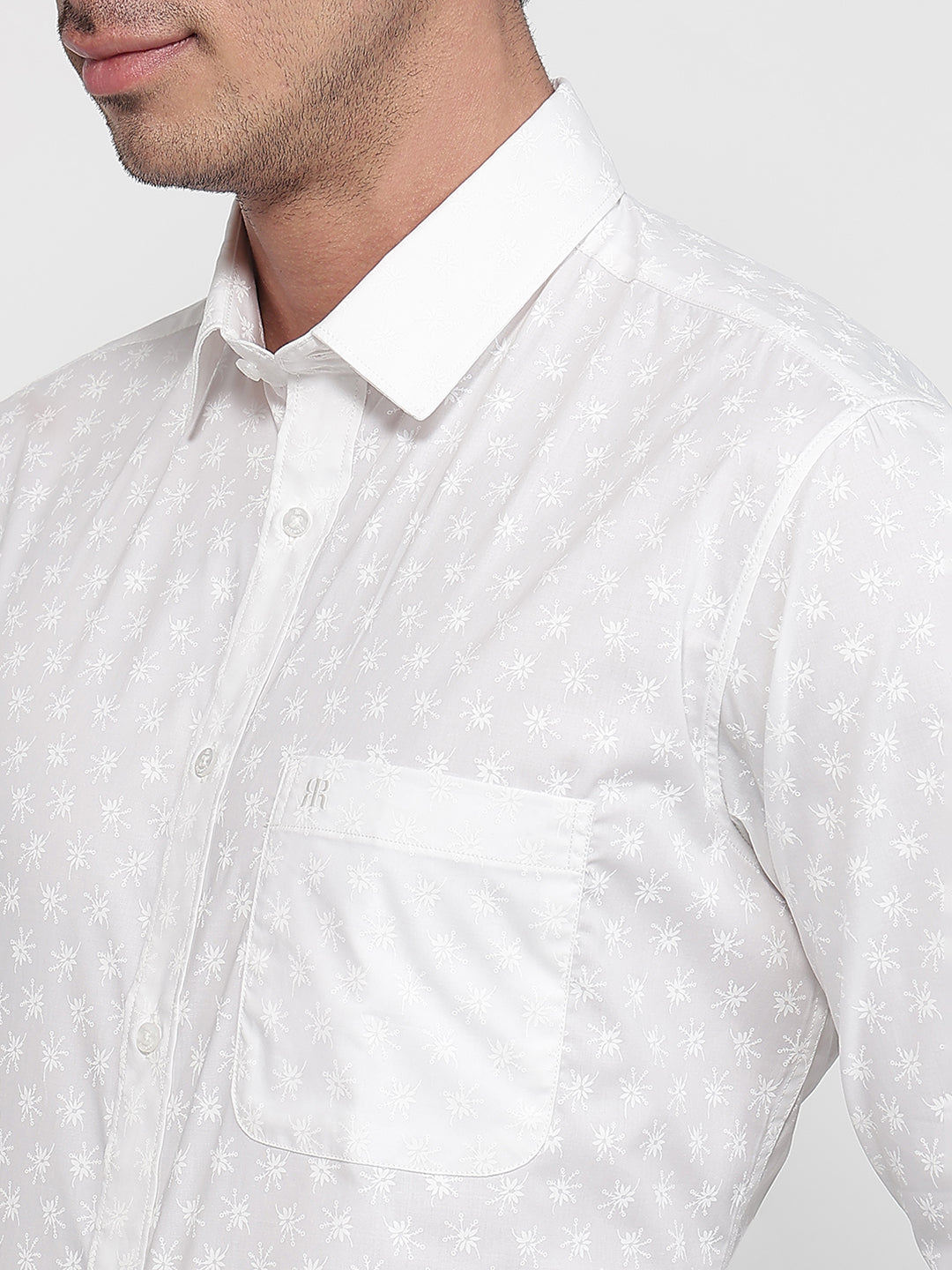 Raymond Men White Slim Fit Print Casual Shirt