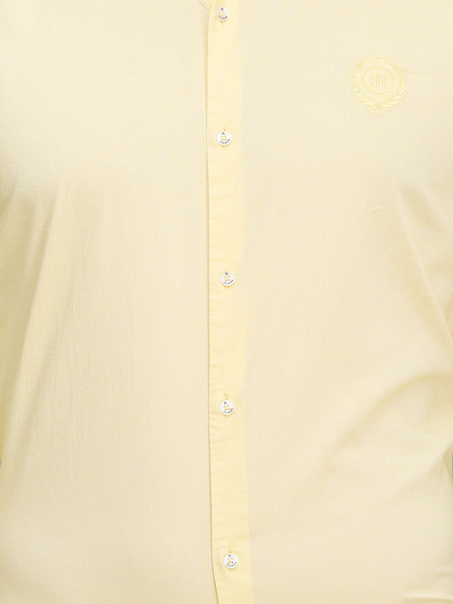 Raymond Yellow Solid Regular Fit Cotton Casual Shirt