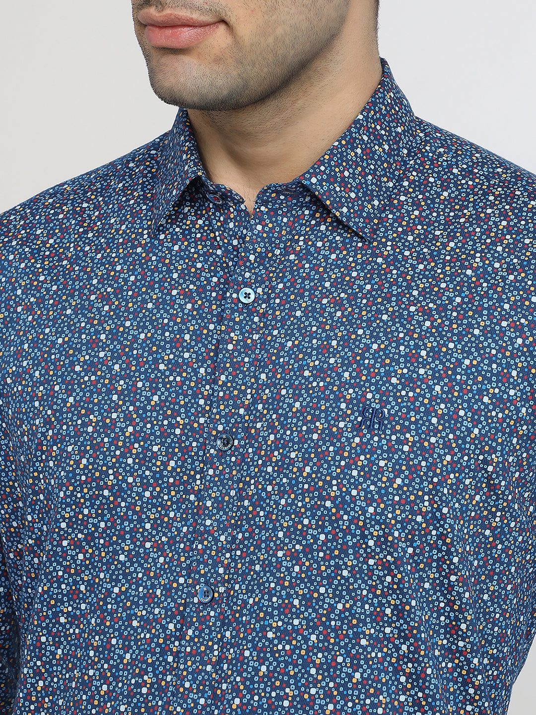 Raymond Men Blue Regular Fit Solid Casual Shirt