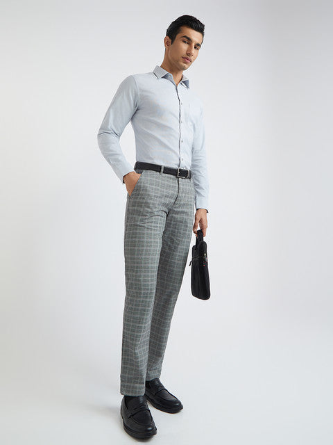 Men Slim Fit Blue Trouser