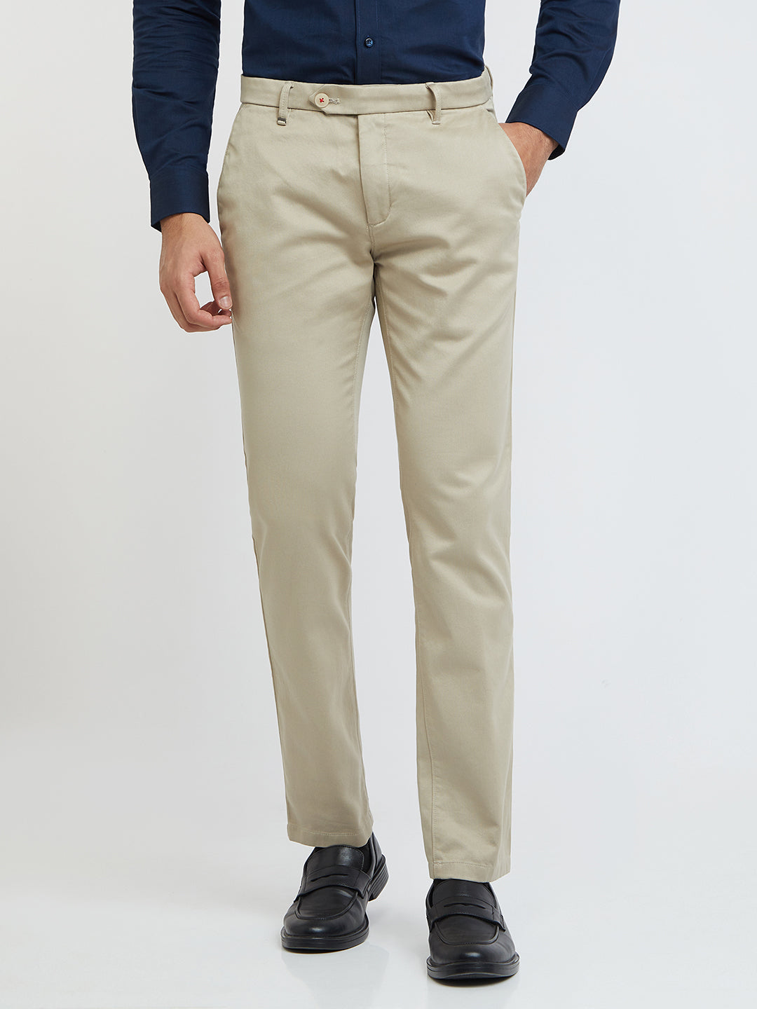 Men Fawn Contemporary Fit Structure Cotton Trouser