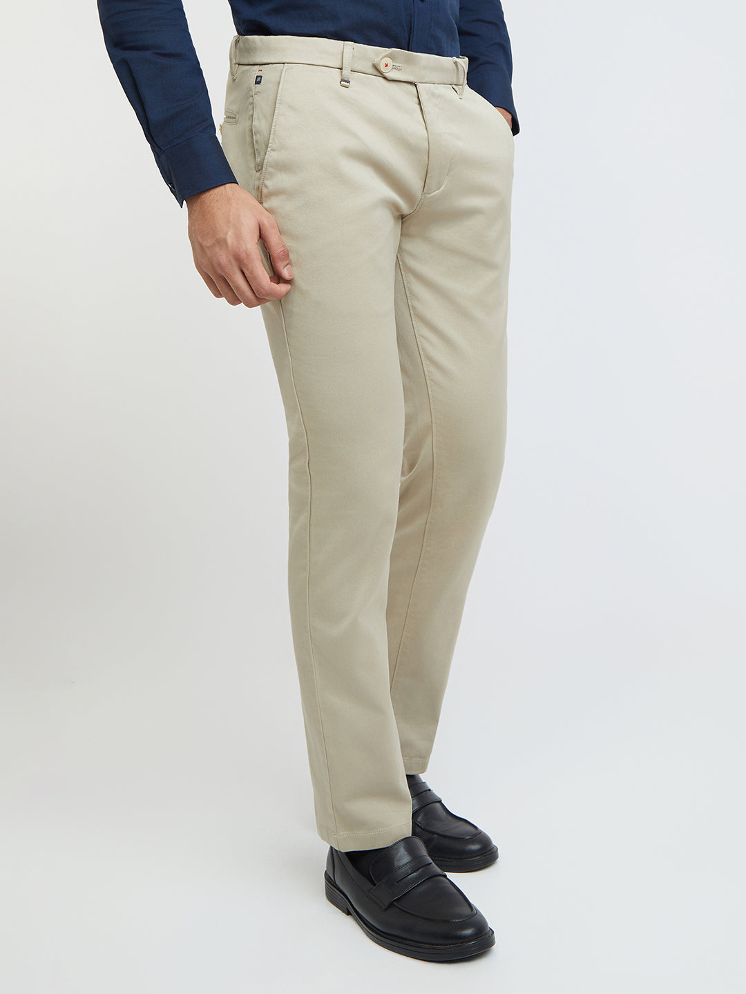 Men Fawn Contemporary Fit Structure Cotton Trouser