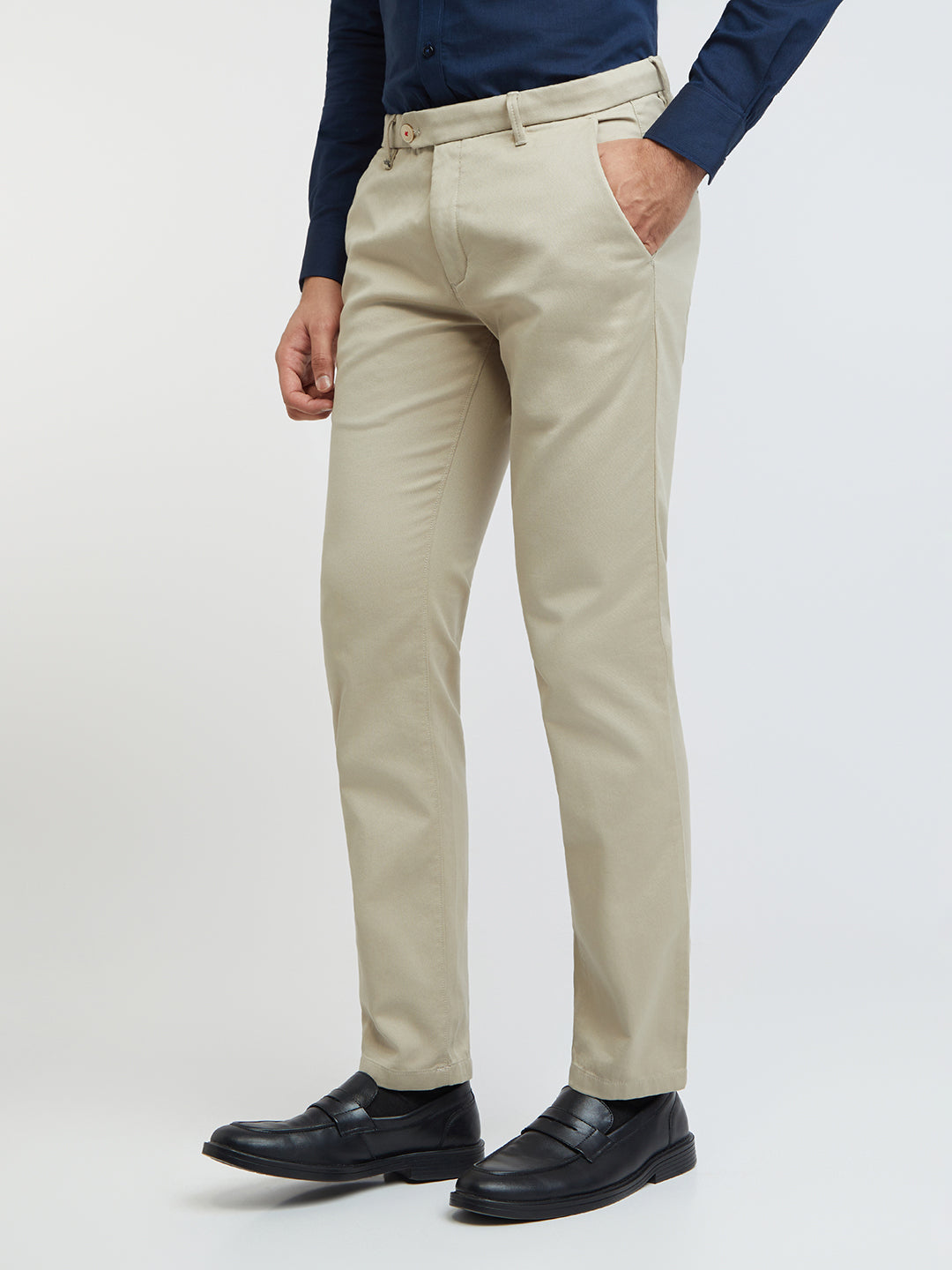 Men Fawn Contemporary Fit Structure Cotton Trouser