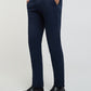 Men Blue Contemporary Fit Solid Cotton Blend Trouser