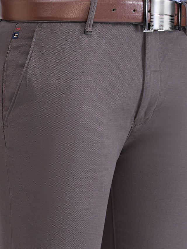 Raymond Grey Solid Contemporary Fit Cotton Blend Trouser