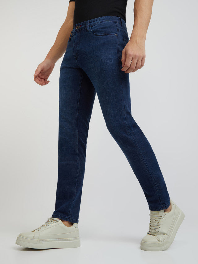 Men Blue Slim Fit Solid Cotton Blend Jeans – MyRaymond