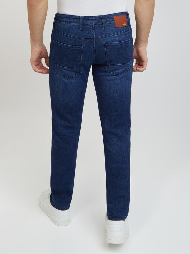 Men Blue Slim Fit Solid Cotton Blend Jeans