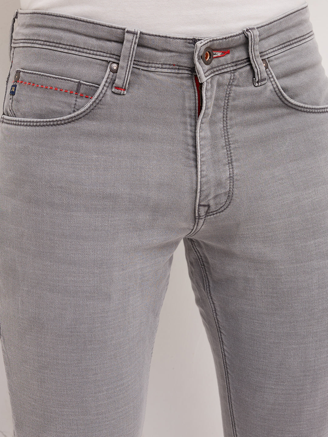 Raymond Men Grey Slim Fit Solid Jeans