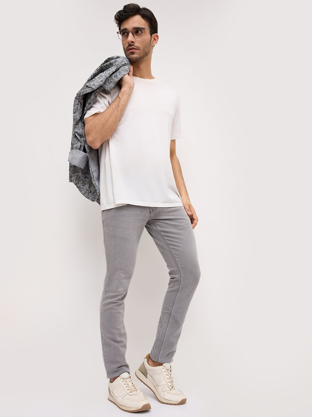 Raymond Men Grey Slim Fit Solid Jeans