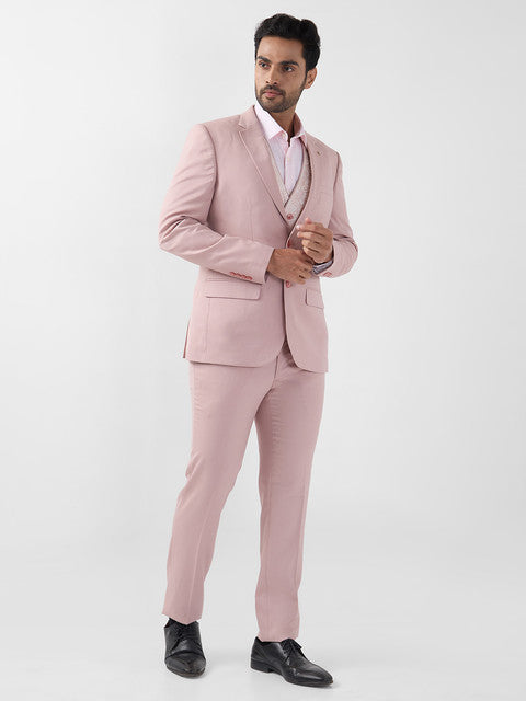 Raymond Men Red Structured Regular Fit Polyester Blend Suit