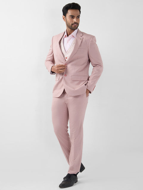 Raymond Men Red Structured Regular Fit Polyester Blend Suit