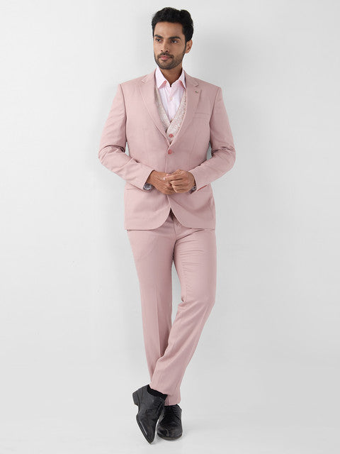 Raymond Men Red Structured Regular Fit Polyester Blend Suit